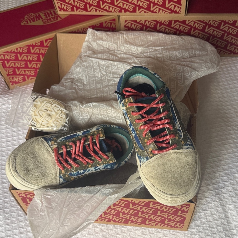 Vans with Pink and Blue Tie-Dye Accents